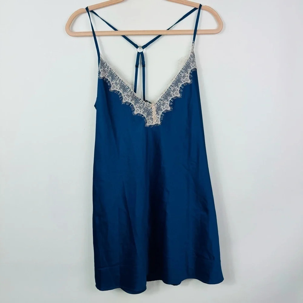 Fredericks‎ of Hollywood Baby Doll Royal Blue Satin Size Medium